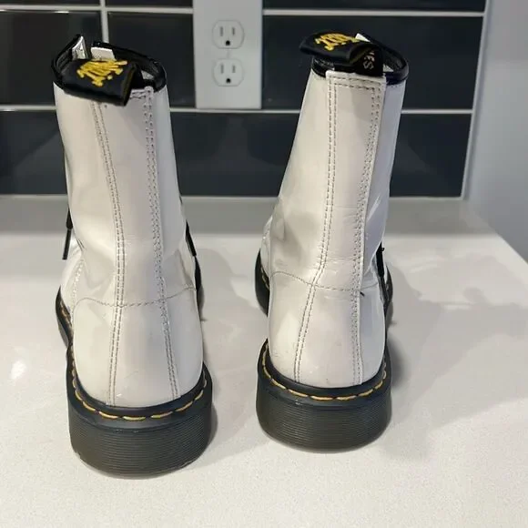 Dr. Martens White 1460 W Smooth Leather Lace Up Boots - Picture 9 of 14